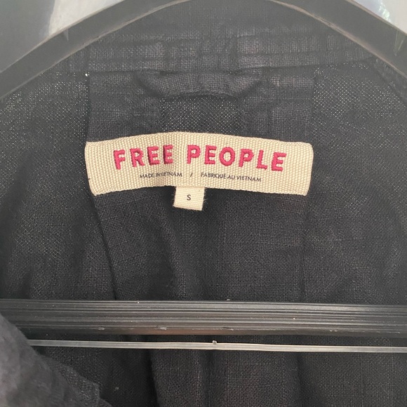 Free People Jayde Linen Bomber Jacket Black Small - Picture 7 of 12